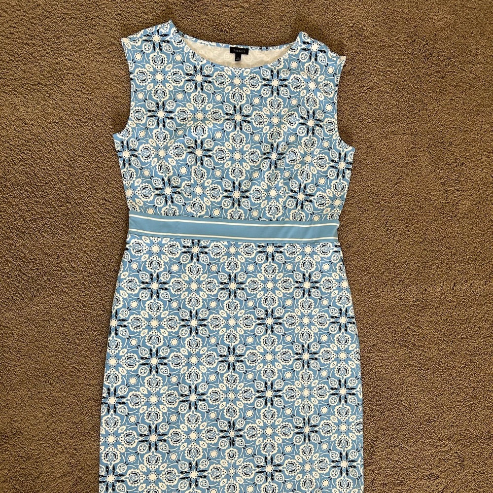 Talbots Blue and White Patterned Midi Dress